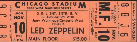 Led Zeppelin original concert ticket: One of the last before Bonhams death original concert ticket