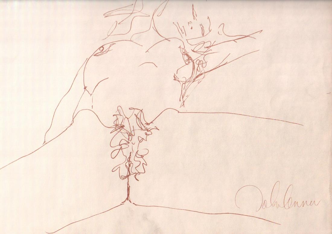 John Lennon Bag One lithograph "B": A lt edition lithograph fro the 1970 bag one suite of prints this one an erotic image of Yoko with COA