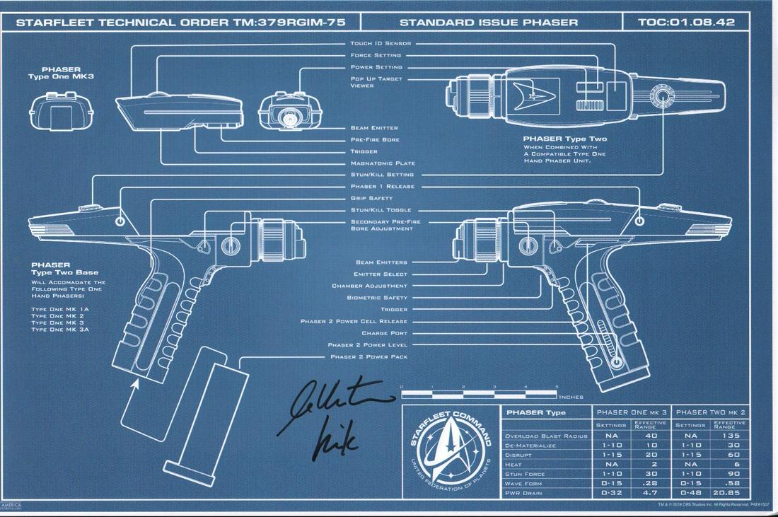 Captain Kirk phaser blueprint William Shatner (1 of 1)