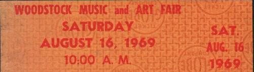 Woodstock ticket: An original Saturday admission ticket to the 1969 event with COA