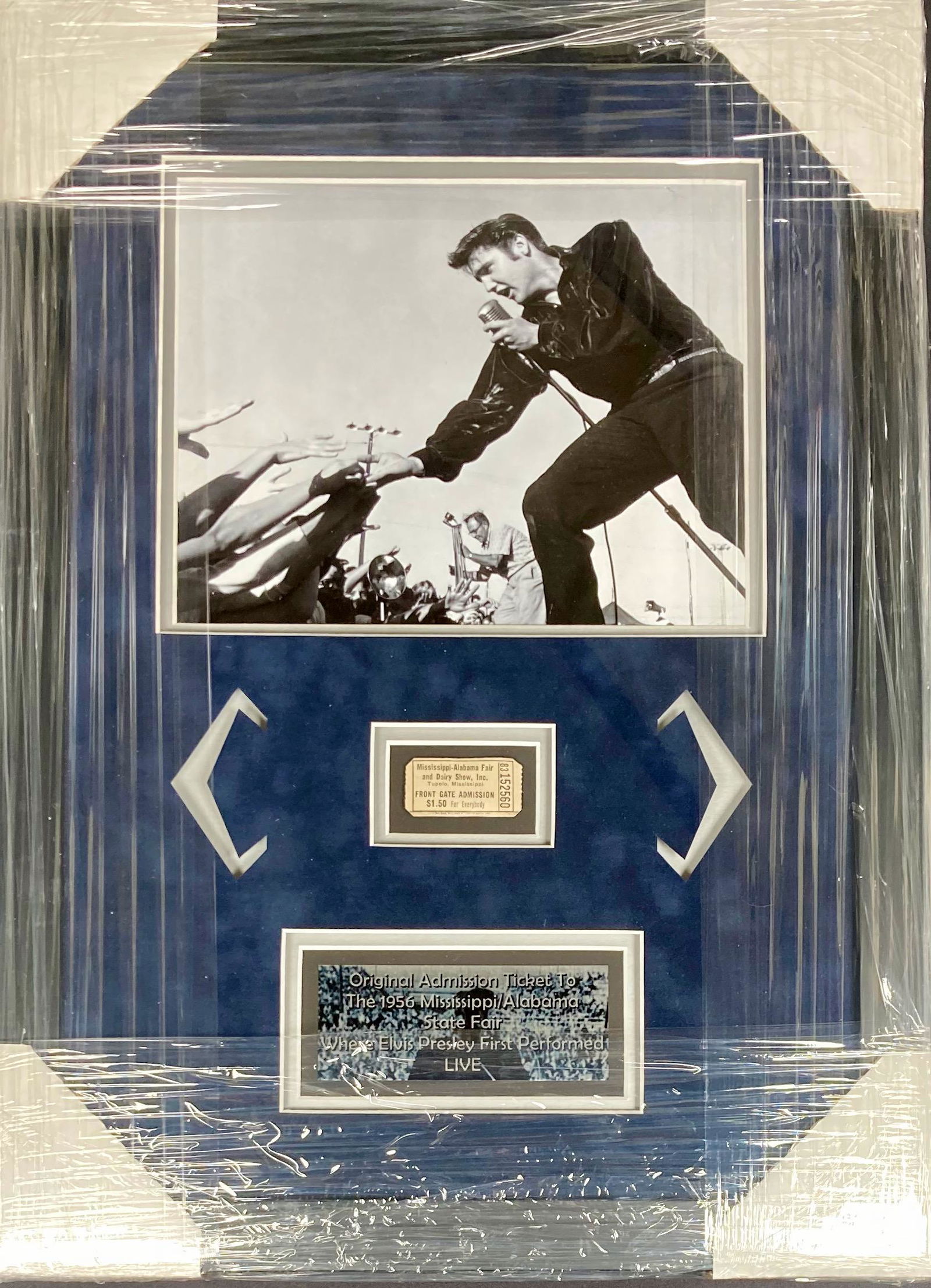 Elvis Presley MISS ALA Fair original concert ticket: One of these sold at Juliens Auctions for over two grand UNFRAMED this is a framed original ticket from the FIRST Live public appearance of the King of Rock N Roll