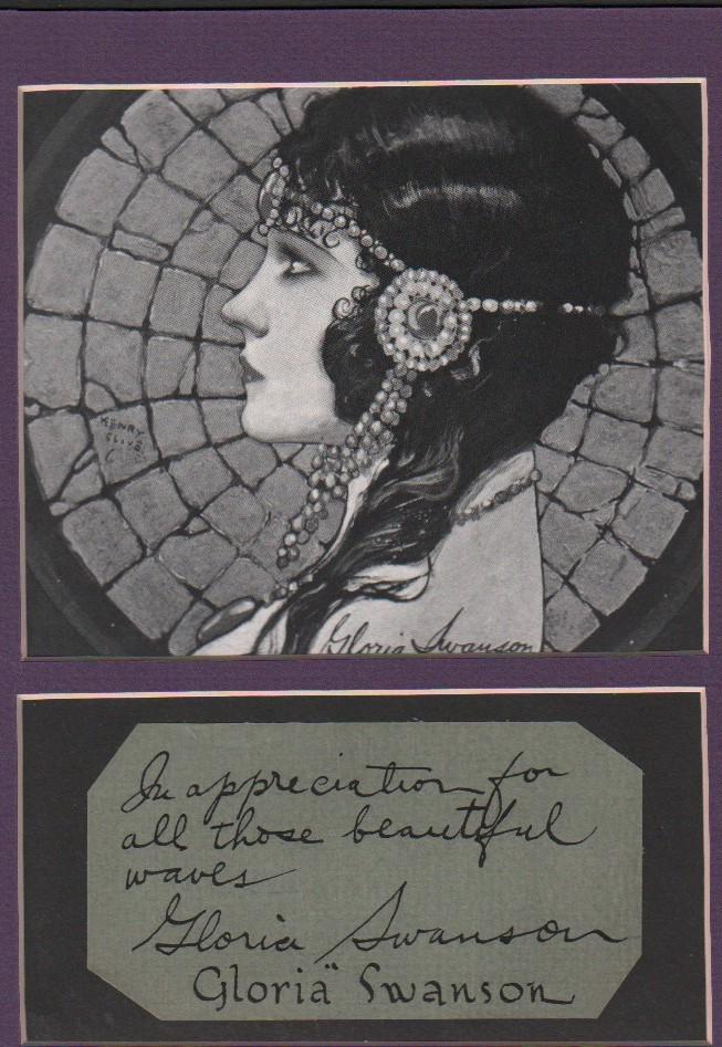 Gloria Swanson rare early inscribed note matted (1 of 1)