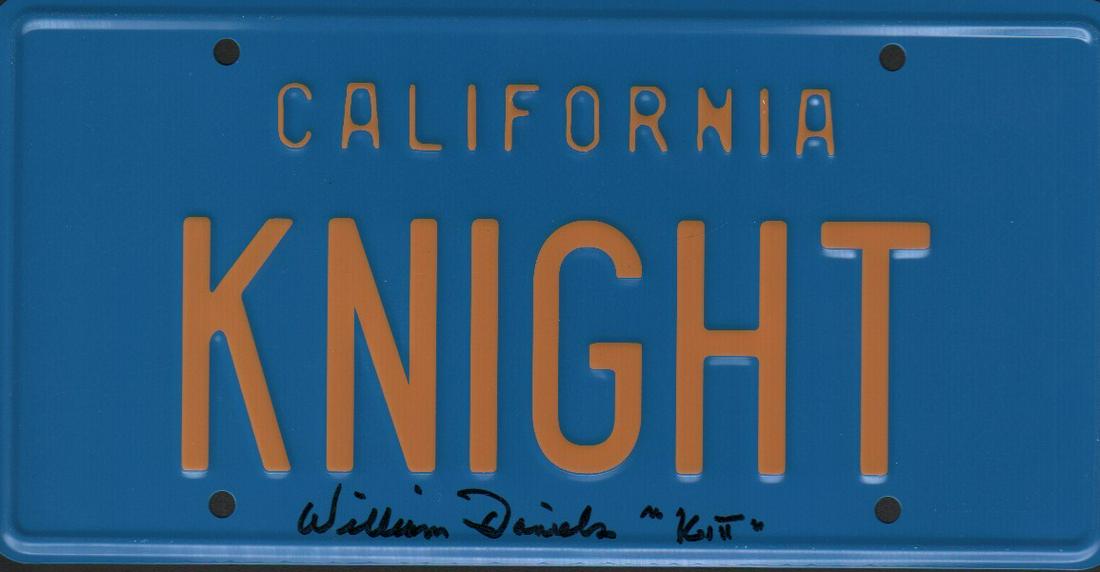 William Daniels Knight Rider KITT license tag signed