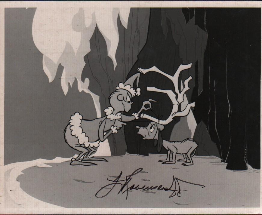 Thurl Ravenscroft Grinch Who Stole Christmas signed: An original 7x9 publicity still from the cartoon signed by the voice of the Grinch when singing Thurl Ravenscroft who was also the voice of Kellogs Tony the Tiger with COA