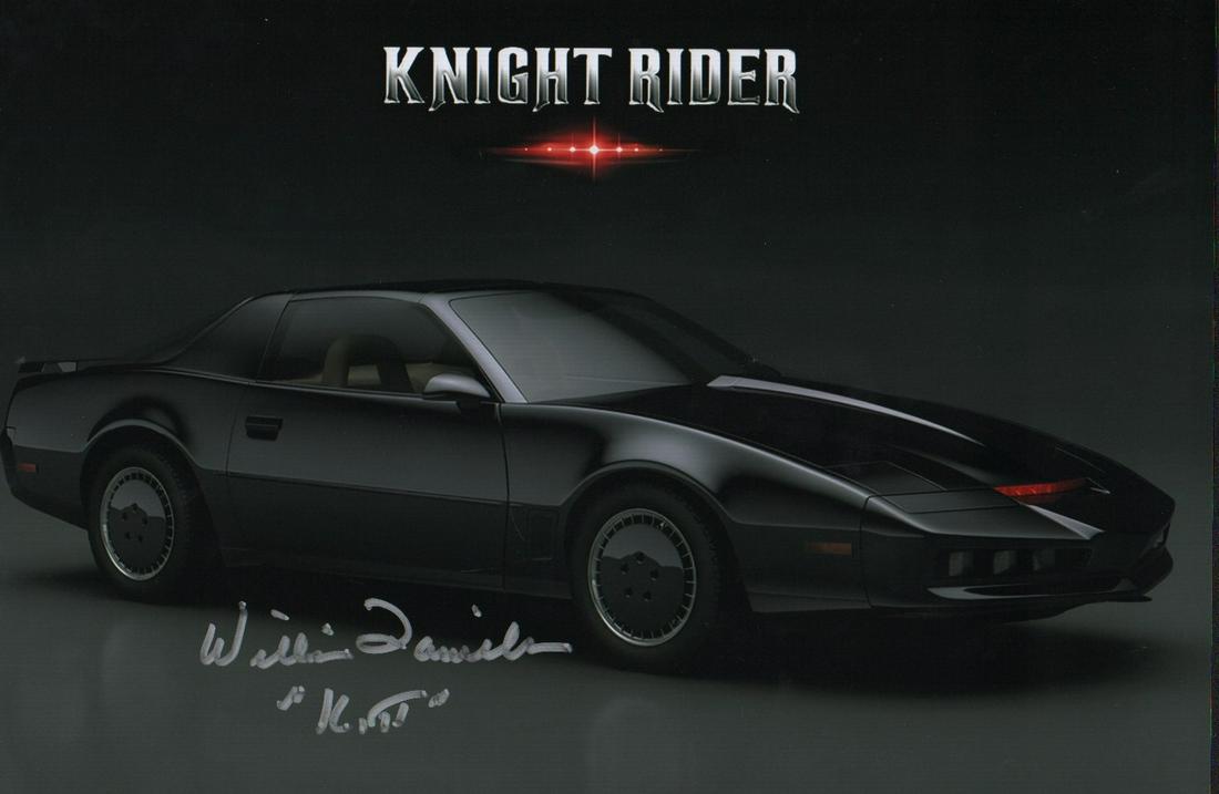 William Daniels KITT signed Knight Rider 11x14: A color 11x14 of KITT the car star of Knight Rider signed by William Daniels his voice in our exclusive signings with the legend with COA