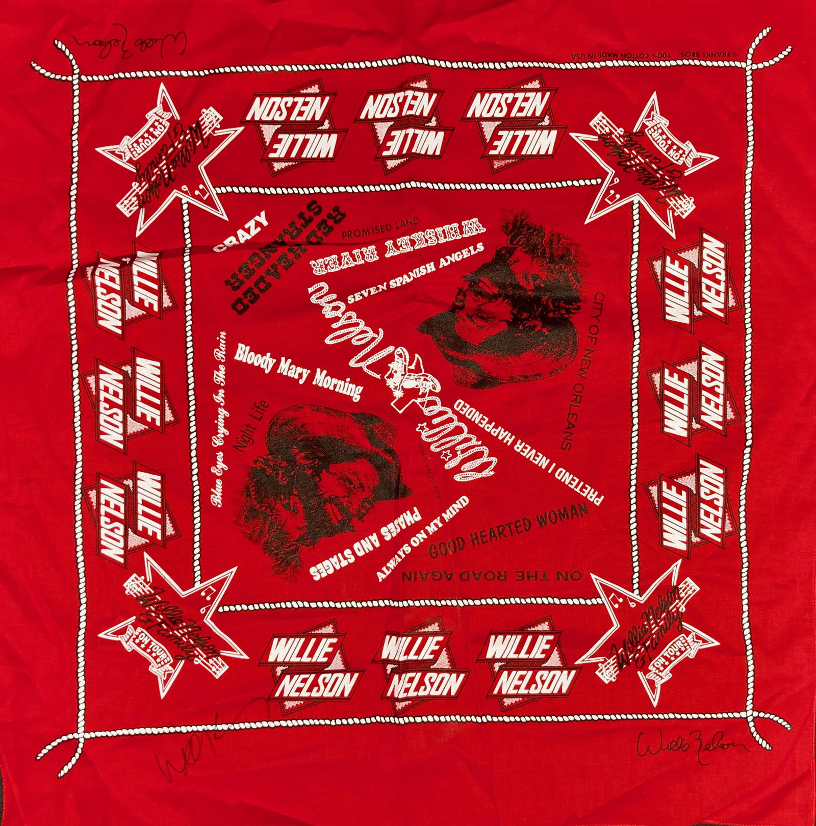 Willie Nelson signed concert bandana (1 of 1)