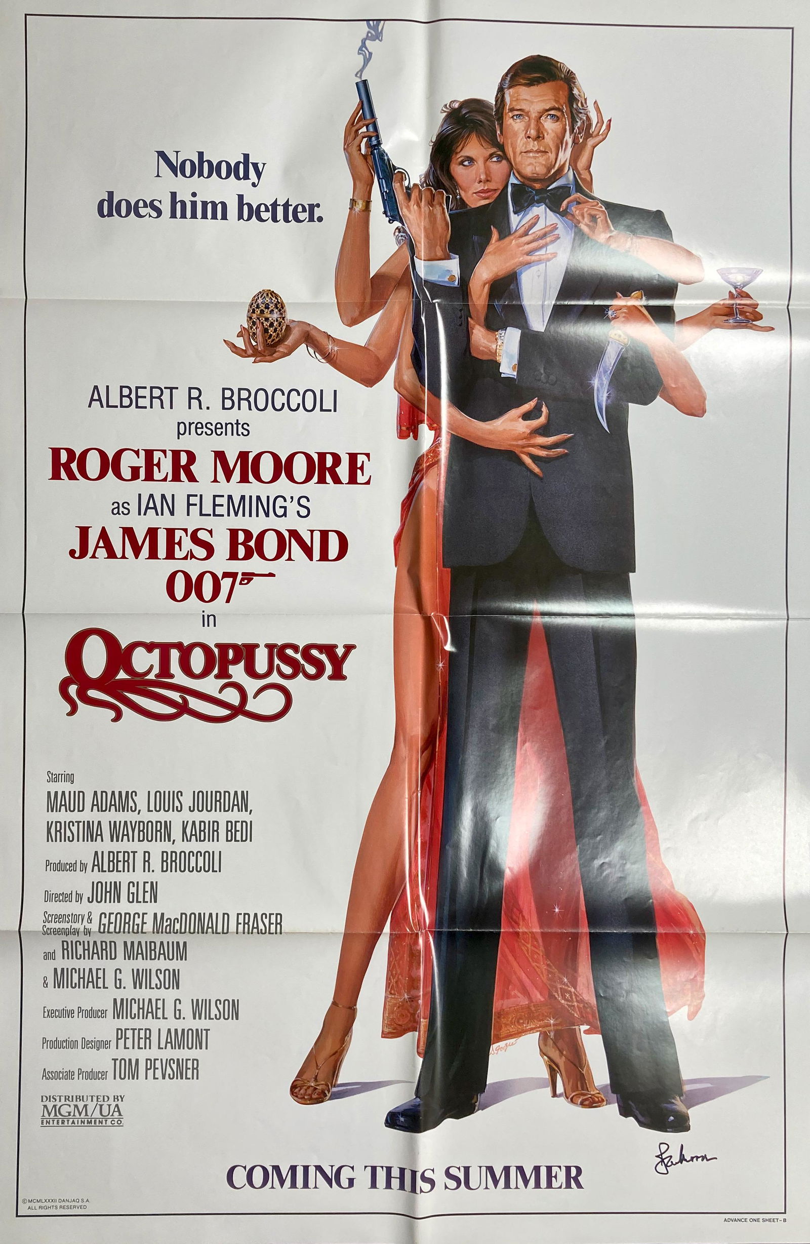Octopussy one sheet movie poster signed by Roger Moore (1 of 1)