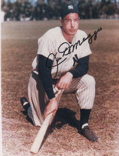 Joe Dimaggio signed photograph: A color signed 8x10 of Joltin Joe in uniform with COA