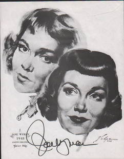 Jane Wyman Volpe Print signed: A litho of her in the role she won the Academy Award by artist Volpe signed IN PERSON BY Wyman with COA