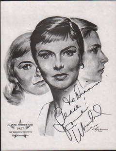 Joanne Woodward Volpe print signed: A litho of her in the role she won the Academy Award for by artst Volpe signed by Wodward with COA