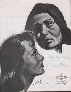 Luise Rainer Volpe print signed: A litho of her in the role she won the AA for by artist Volpe with COA