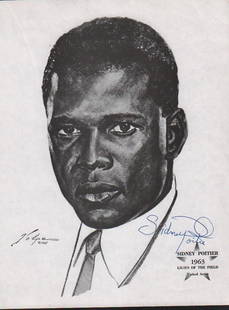 Sidney Poitier Volpe print signed: A litho of him in the role he won the Academy Award for by artst Volpe signed by the legendary actor with COA