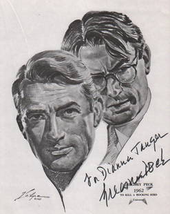 Gregory Peck Volpe print signed: A litho of him in the role he won the Acadey Award for by artist Volpe with COA