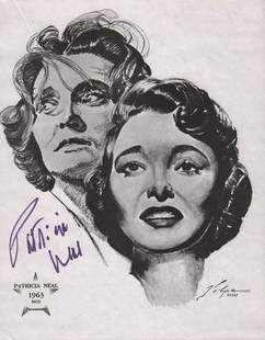 Patricia Neal Volpe print signed: A litho of her in the role she won the AA for by artist Volpe with COA