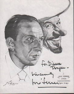 Jose Ferrer Volpe print signed: A litho of him in the role he won the Academy Award for by artst Volpe signed by the legendary actor with COA