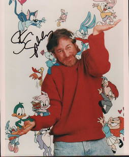 Steven Spielberg signed photograph: An Animaniacs signed color 8x10 by the legendary Director with COA