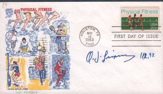 O.J. Simpson signed FDC: A vintage signed first day cover by OJ Simpson with COA