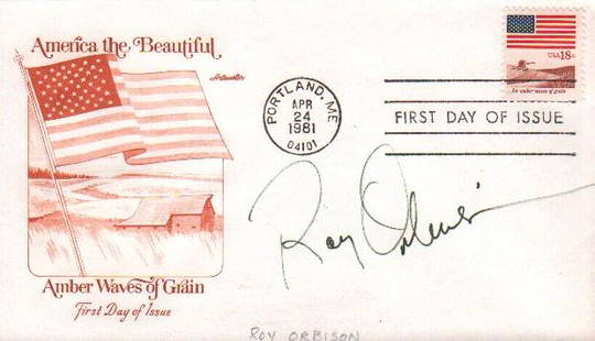 Roy Orbison signed FDC: A First Day cover signed by the rock legend Roy Orbison of such hits as Pretty Woman with COA