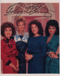 Designing Women cast signed photograph: A color cast signed 8x10 by Dixie Carter, Delta Burke, Jean Smart and Annie Potts with COA