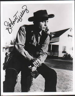 Deforest Kelley signed western photograph: Before he was in Star Trek Kelley starred in many western films this is a scarce western posed signed Kelley 8x10 with COA