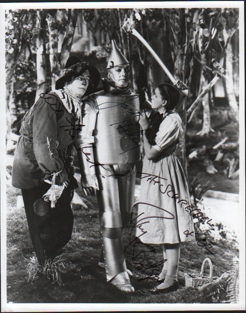 Wizard of Oz : Scarecrow and Tin Man: A scarce bw signed Oz 8x10 signed by both Ray Bolger as the Scarecrow and Jack Haley as the Tin Man with COA