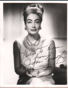 Joan Crawford signed photograph: A heavyweight signed bw 8x10 of the actress with COA signed in FULL