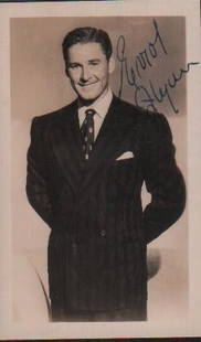 Errol Flynn signed photograph: A small vintage 3x5 photograph signed in fountain pen by him with COA