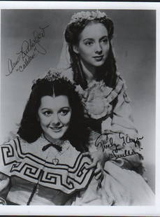 Gone with the Wind Stars Evelyn Keyes and Ann: A bw signed 8x10 in character from GWTW by both stars Eveyln Keyes and Ann Rutherford each adding their characters names too with COA