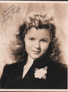 Shirley Temple vintage signed photograph: A wondergful teenaged signed 8x10 sepia toned of the child star with COA