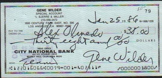 Gene Wilder bank check