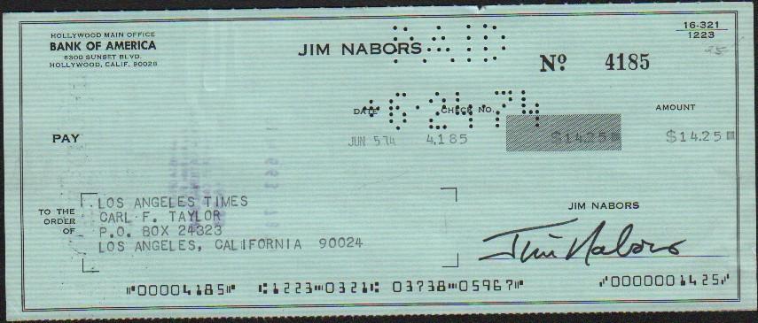Jim Nabors bank check (1 of 1)