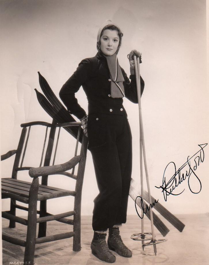 Ann Rutherford: A b/w vintage original publicity 8x10 of he ron skis in the 30s signed by the gone with the wind star with COA