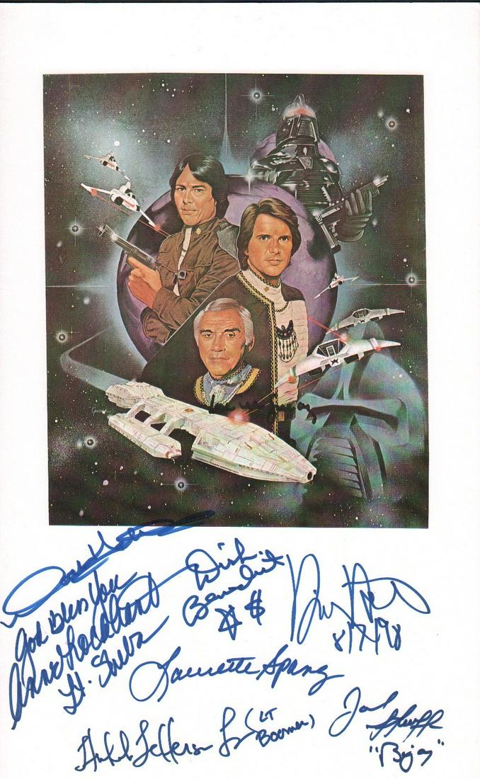 Battelstar Galactica cast signed print on card by seven (1 of 1)