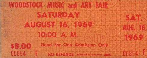 Woodstock ticket: An original Saturday admission ticket to the 1969 event with COA