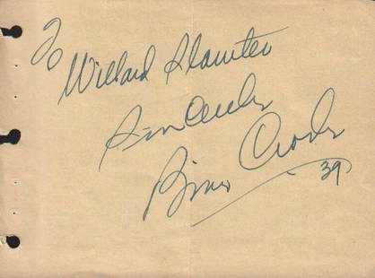 Bing Crosby Signature: An early 1939 dated Bing Crosby signed page with COA