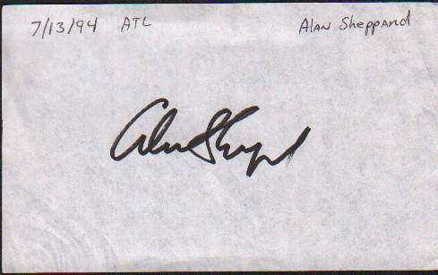 Alan Shepard Moonwalker signature: A nice signed in person page by one of the 12 menn who set foot on the moon with COA