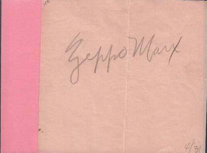 Zeppo Marx signature: A pencil signed page by the Marx Brother with COA