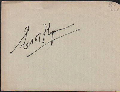 Errol Flynn signature: A nice fountain pen ink signed page by the swashbuckling star with COA