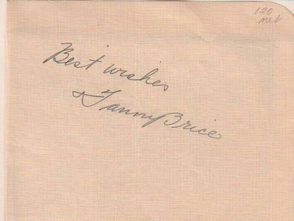 Fanny Brice signature: A nice pencil signed early page by the groundbreaking female comedienne an actress with COA