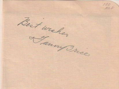 Fanny Brice signature: A nice pencil signed early page by the groundbreaking female comedienne an actress with COA