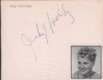 Judy Holliday signature: A scarce signature from the singer actress with COA