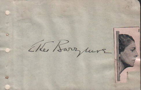 Ethel Barrymre signature: The matriarch of the acting dynasty signed early page with COA