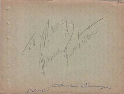 Pernell Roberts Bonanza signature: A 60s signed autograph page by the rarely seen Adam of TVs Bonanza with COA