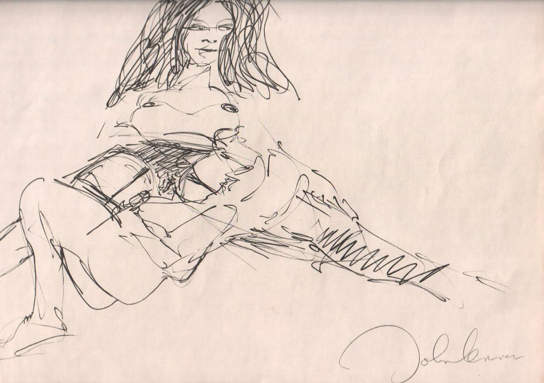John Lennon Bag One lithograph: A limited edition original Bag One litho by John Lennon of an erotic sketch he did of he and Yoko NOT hand signed by him but rare nonetheless with COA