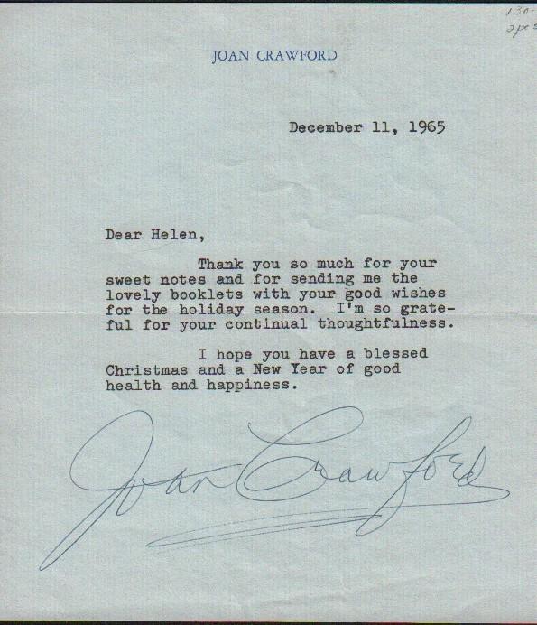 Joan Crawford Letter signed (1 of 1)