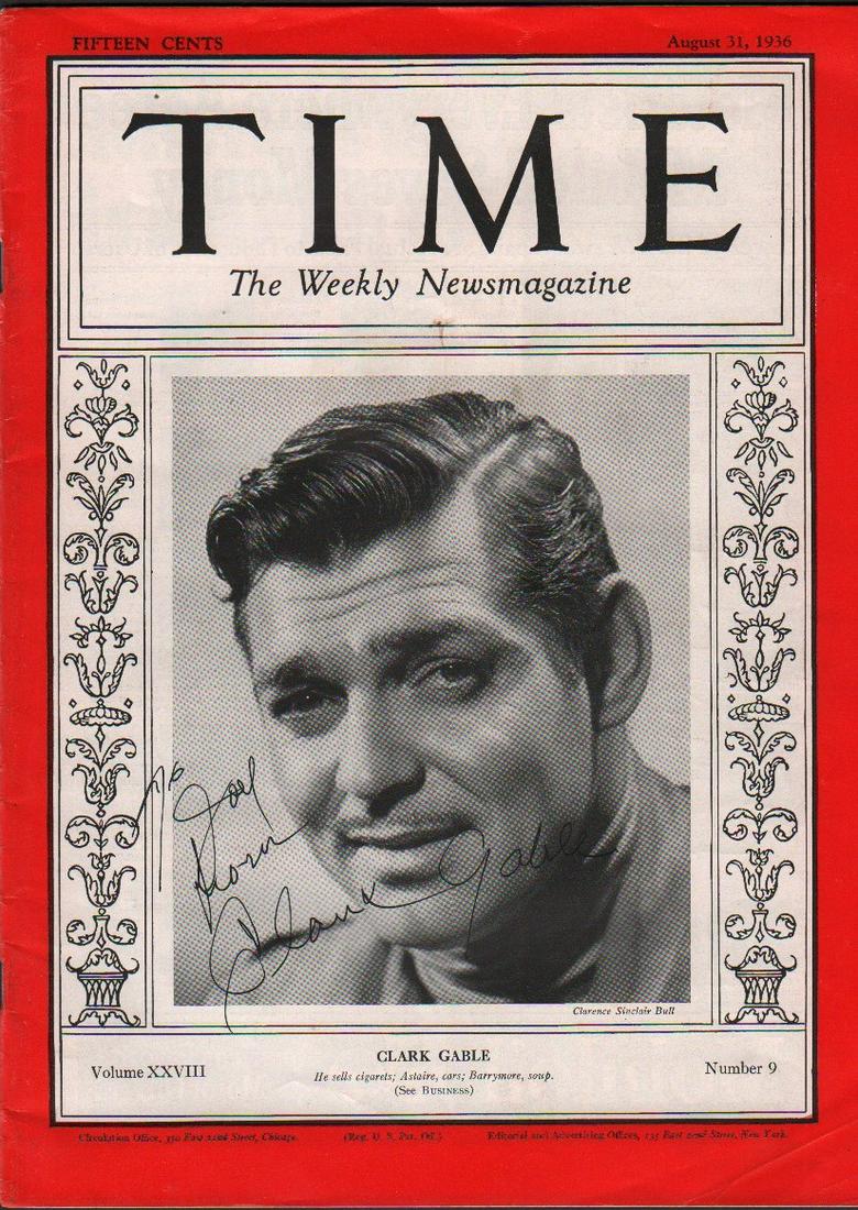 Clark Gable Time Magazine signed (1 of 1)