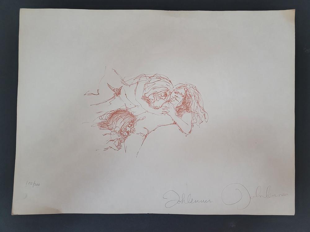 John Lennon Bag One Lithograph: An original 70s lithograph from his famous series this has his printed signature AND his actual signature and is numbered by him as well it is of an erotic nature with COA