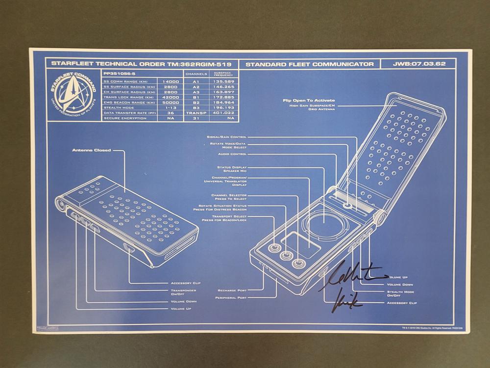 William Shatner communicator blueprint signed (1 of 1)