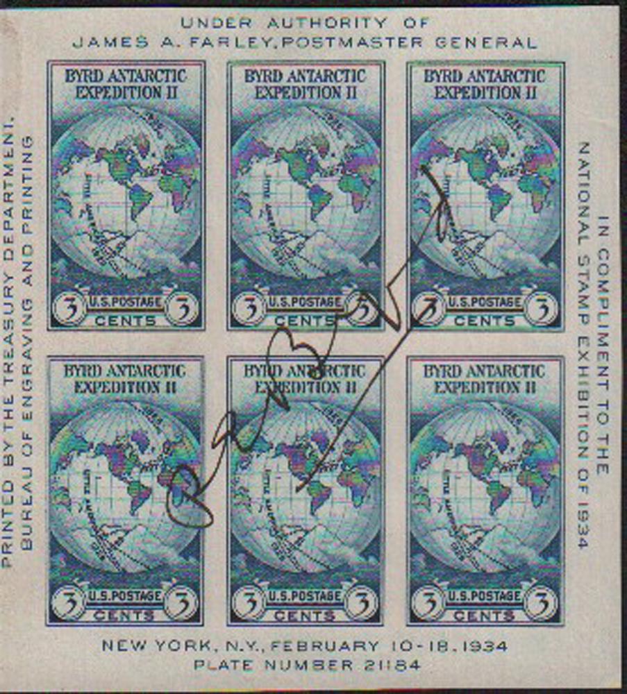 Richard E Byrd explorer signed stamps (1 of 1)
