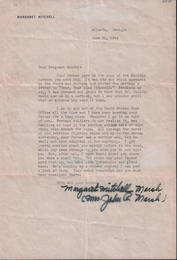 Margaret Mitchell Author Gone with the Wind rare letter